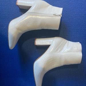 White ankle boot heels